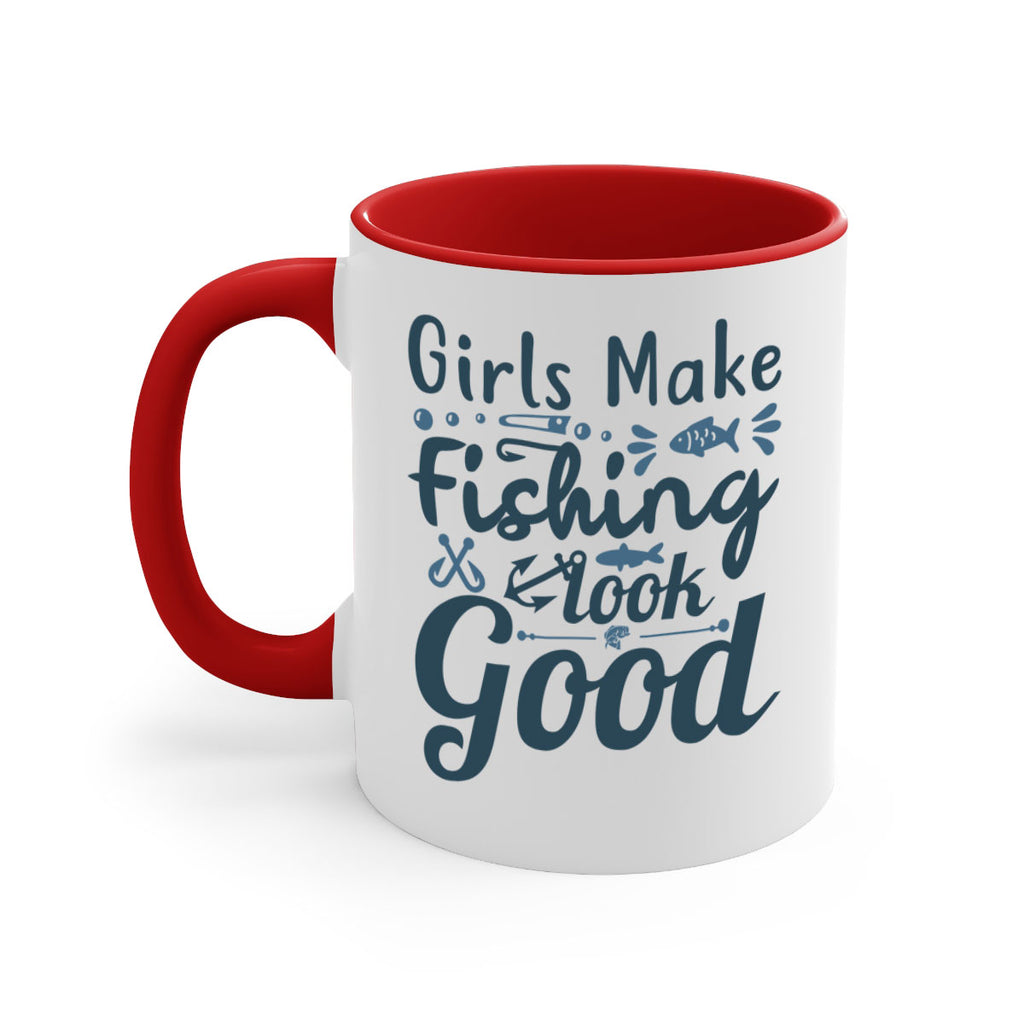 girl makes fishing 132#- fishing-Mug / Coffee Cup