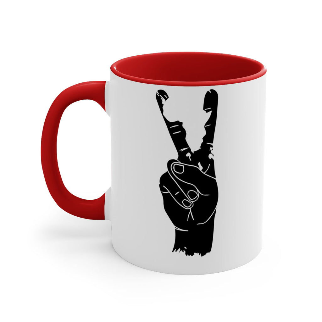 peace hand with africa- black words - phrases-Mug / Coffee Cup