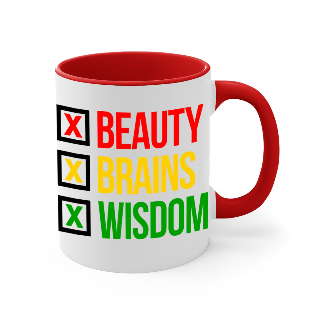 beauty brains wisdom 262#- black words - phrases-Mug / Coffee Cup