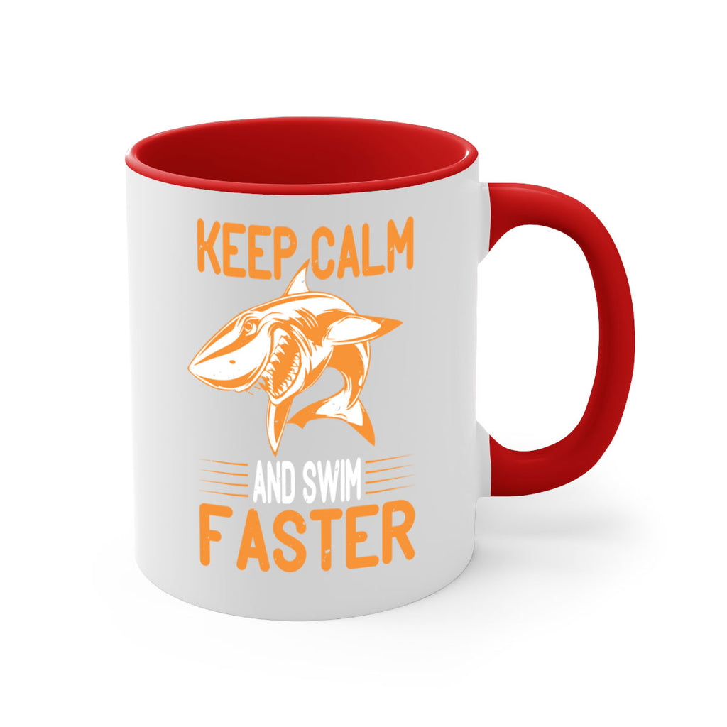keep calm and swim faster Style 58#- Shark-Fish-Mug / Coffee Cup