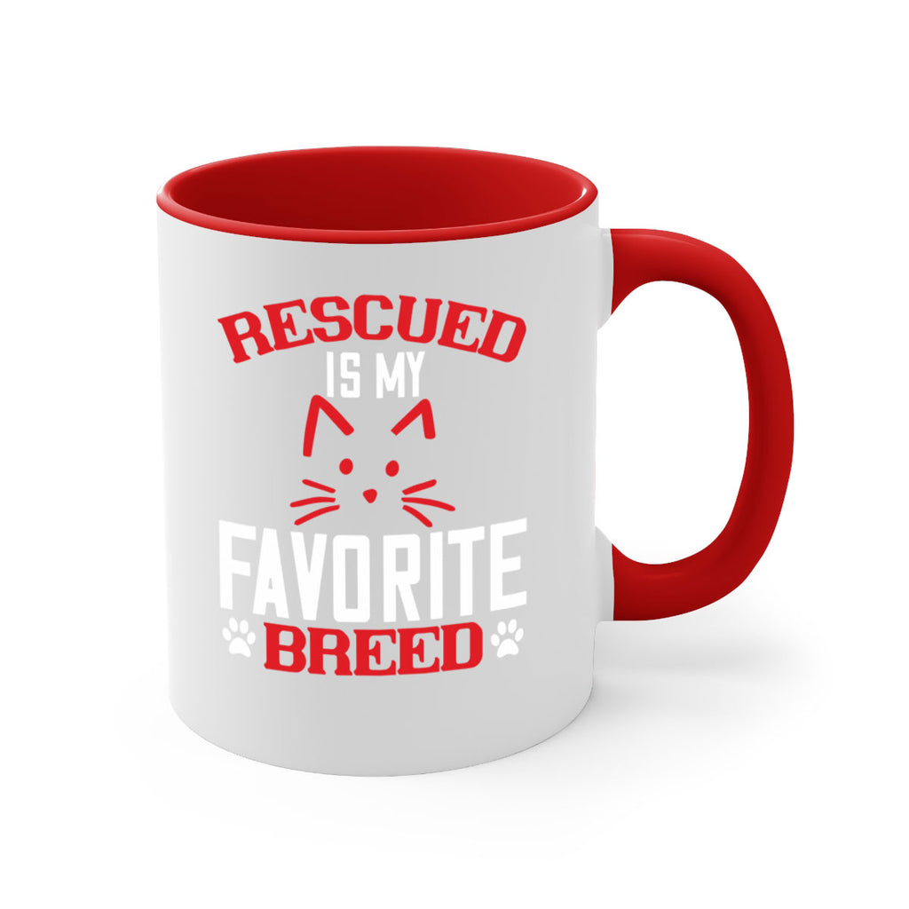 rescued is my favorite breed Style 114#- cat-Mug / Coffee Cup