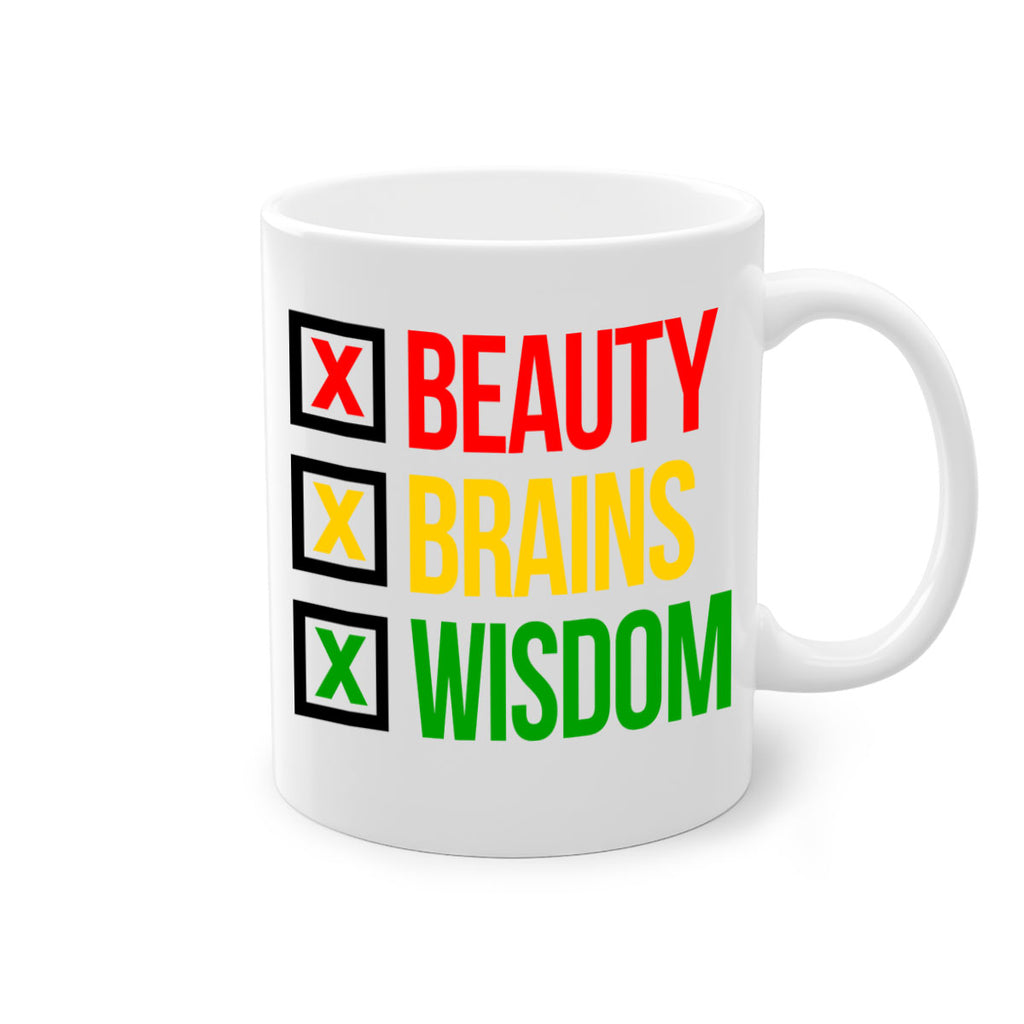 beauty brains wisdom 262#- black words - phrases-Mug / Coffee Cup
