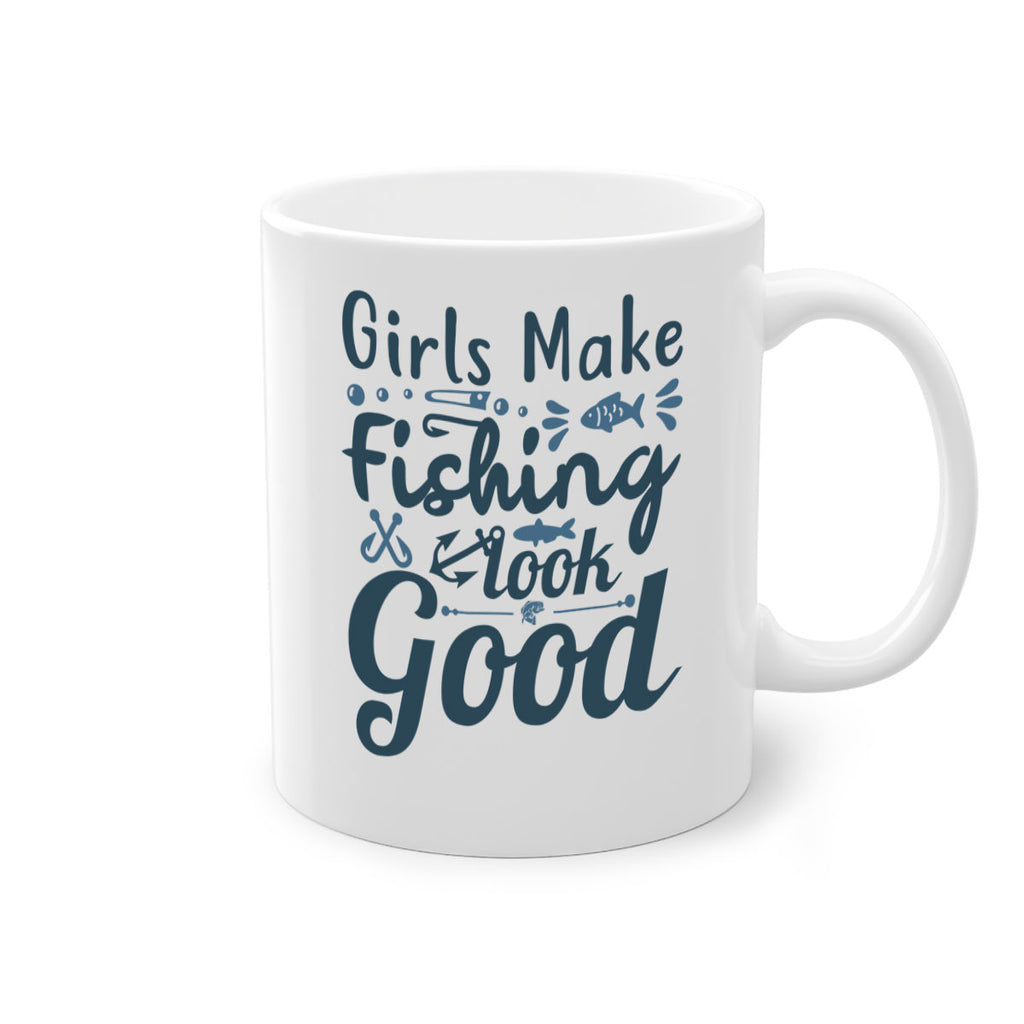 girl makes fishing 132#- fishing-Mug / Coffee Cup