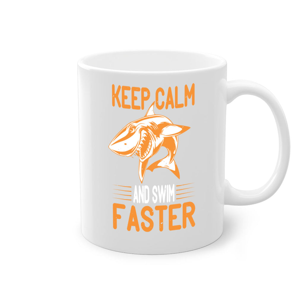 keep calm and swim faster Style 58#- Shark-Fish-Mug / Coffee Cup