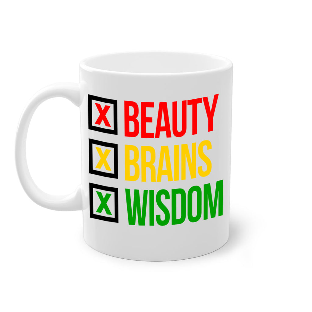 beauty brains wisdom 262#- black words - phrases-Mug / Coffee Cup