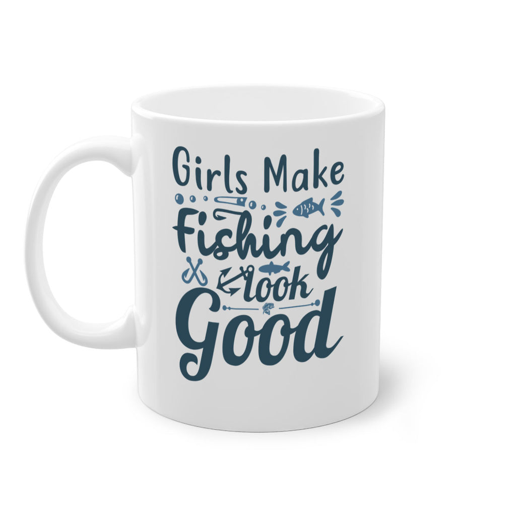 girl makes fishing 132#- fishing-Mug / Coffee Cup