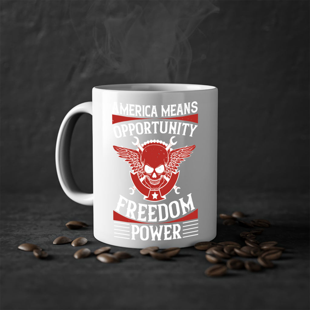 America means opportunity freedom power Style 85#- 4th Of July-Mug / Coffee Cup