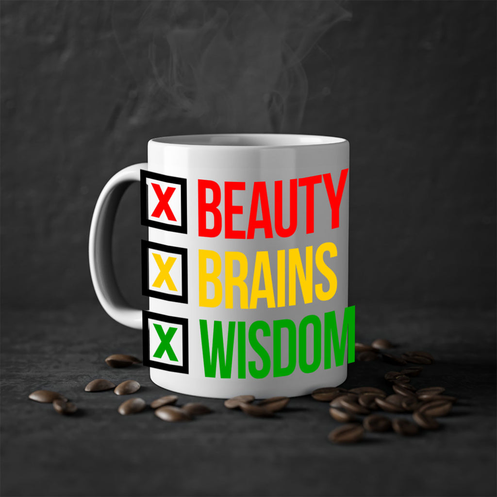 beauty brains wisdom 262#- black words - phrases-Mug / Coffee Cup