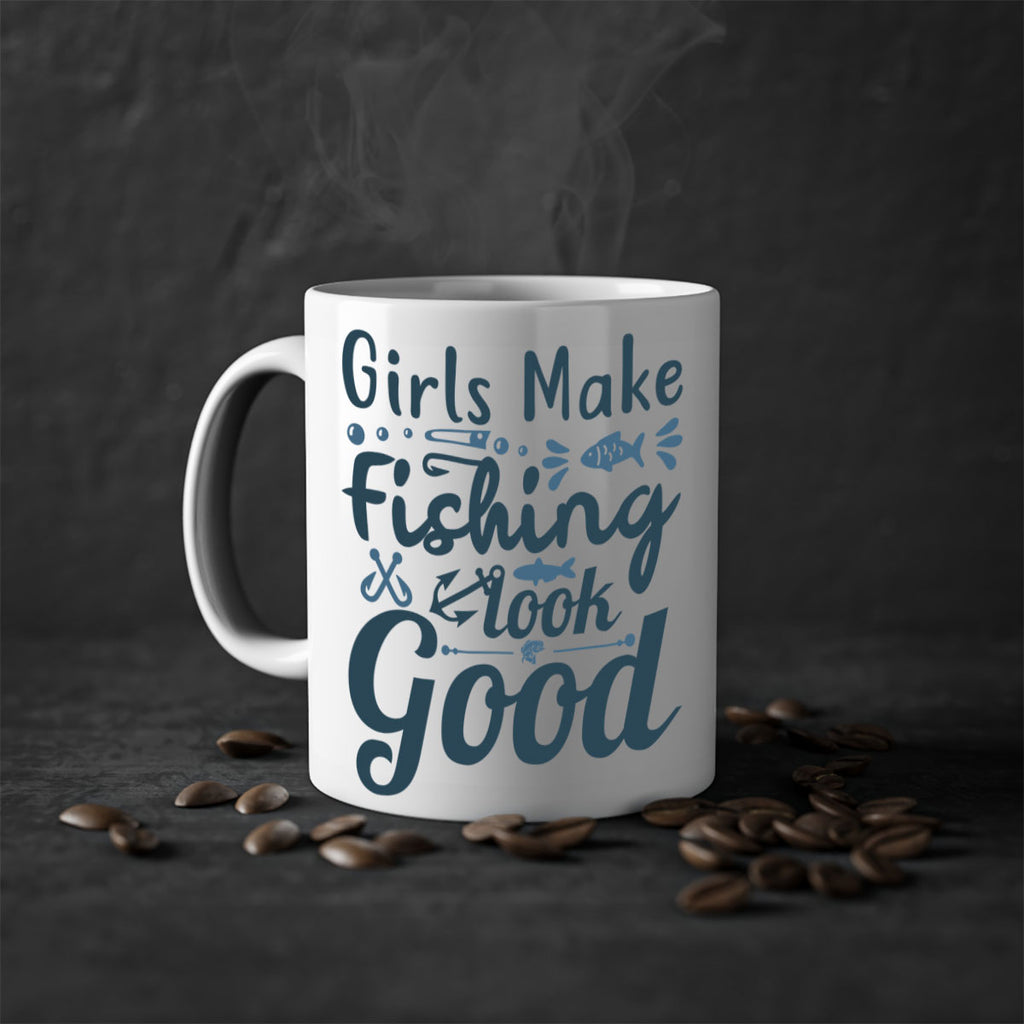 girl makes fishing 132#- fishing-Mug / Coffee Cup