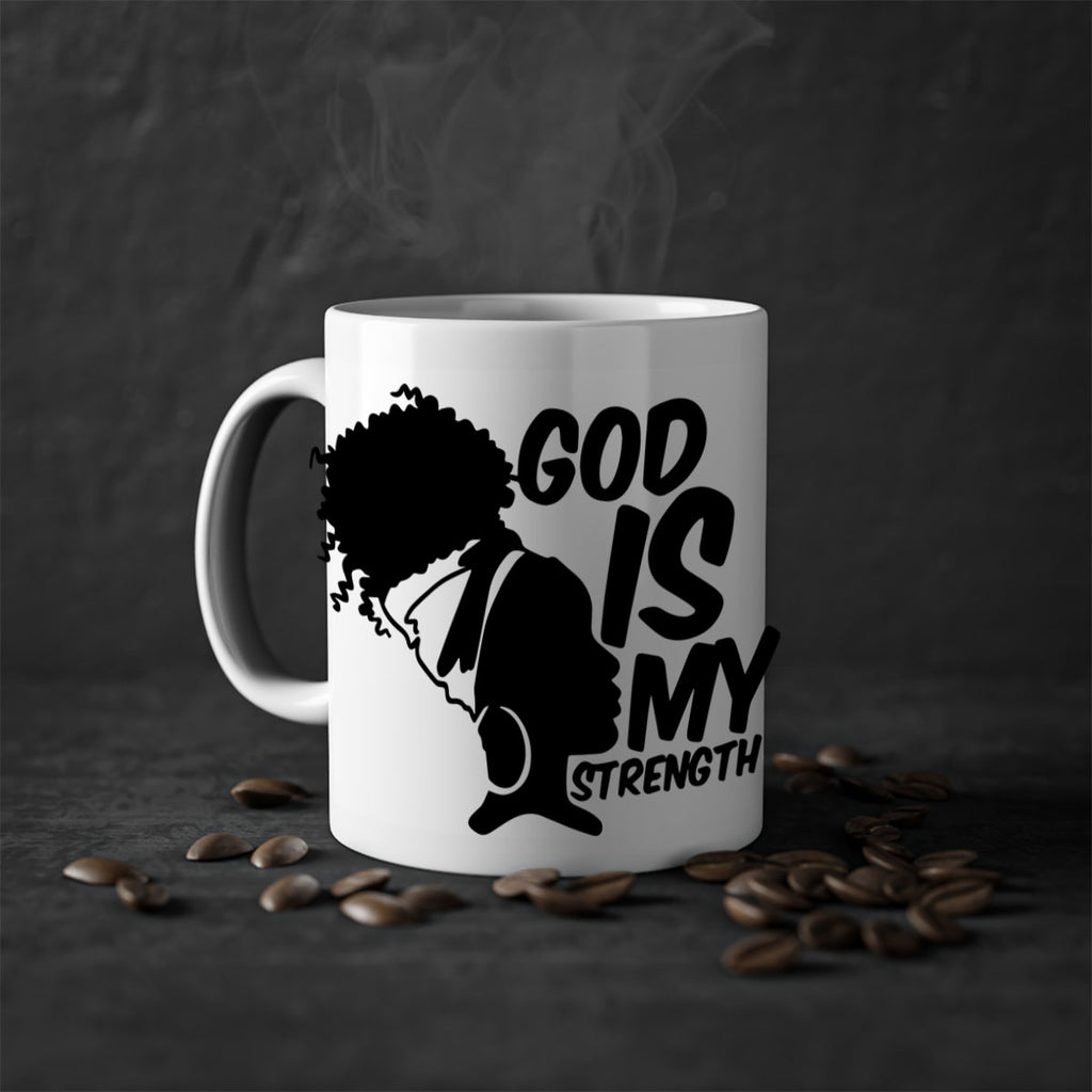 god is my strength- black words - phrases-Mug / Coffee Cup