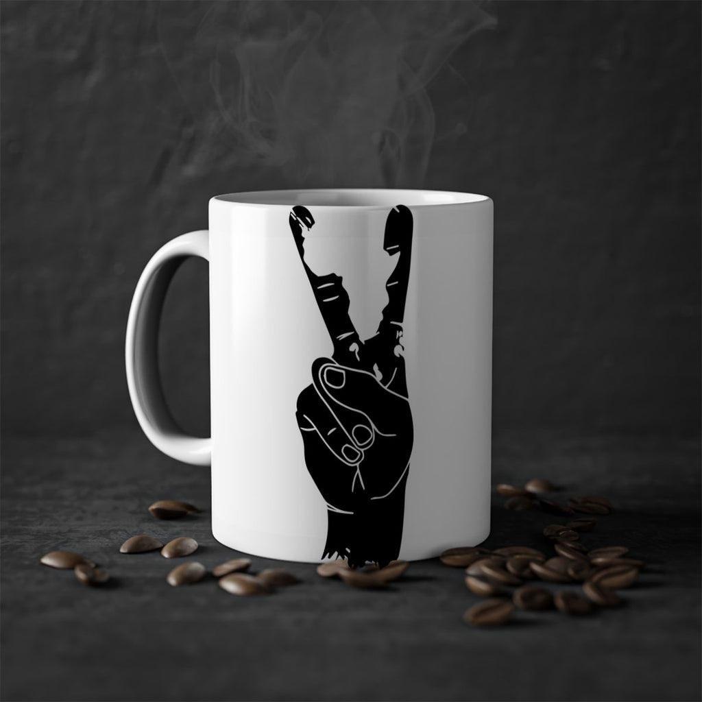 peace hand with africa- black words - phrases-Mug / Coffee Cup