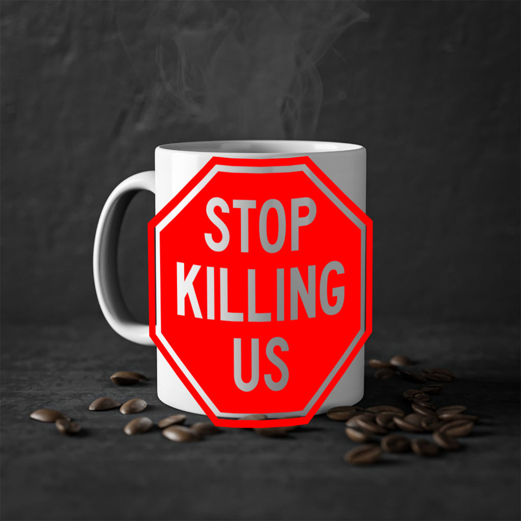 stop killing us 25#- black words - phrases-Mug / Coffee Cup