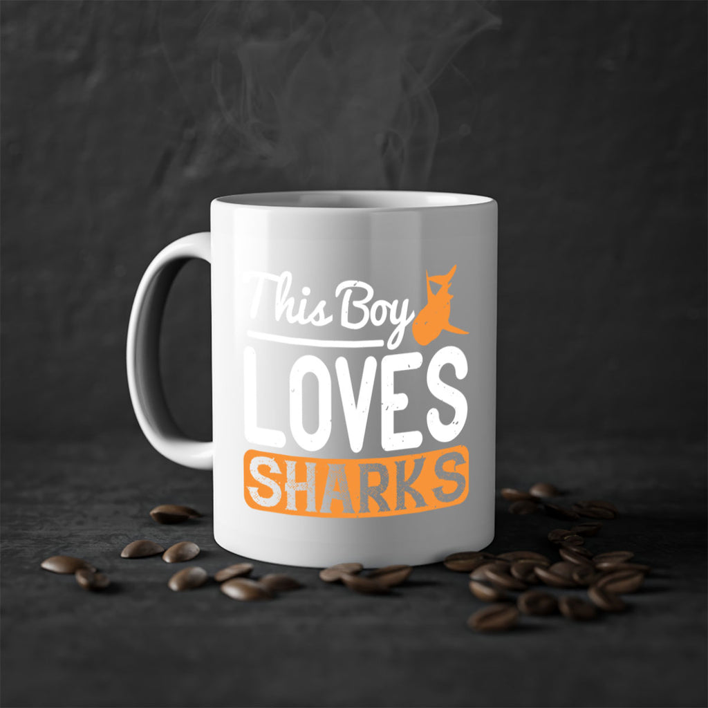 this boy loves sharks Style 14#- Shark-Fish-Mug / Coffee Cup
